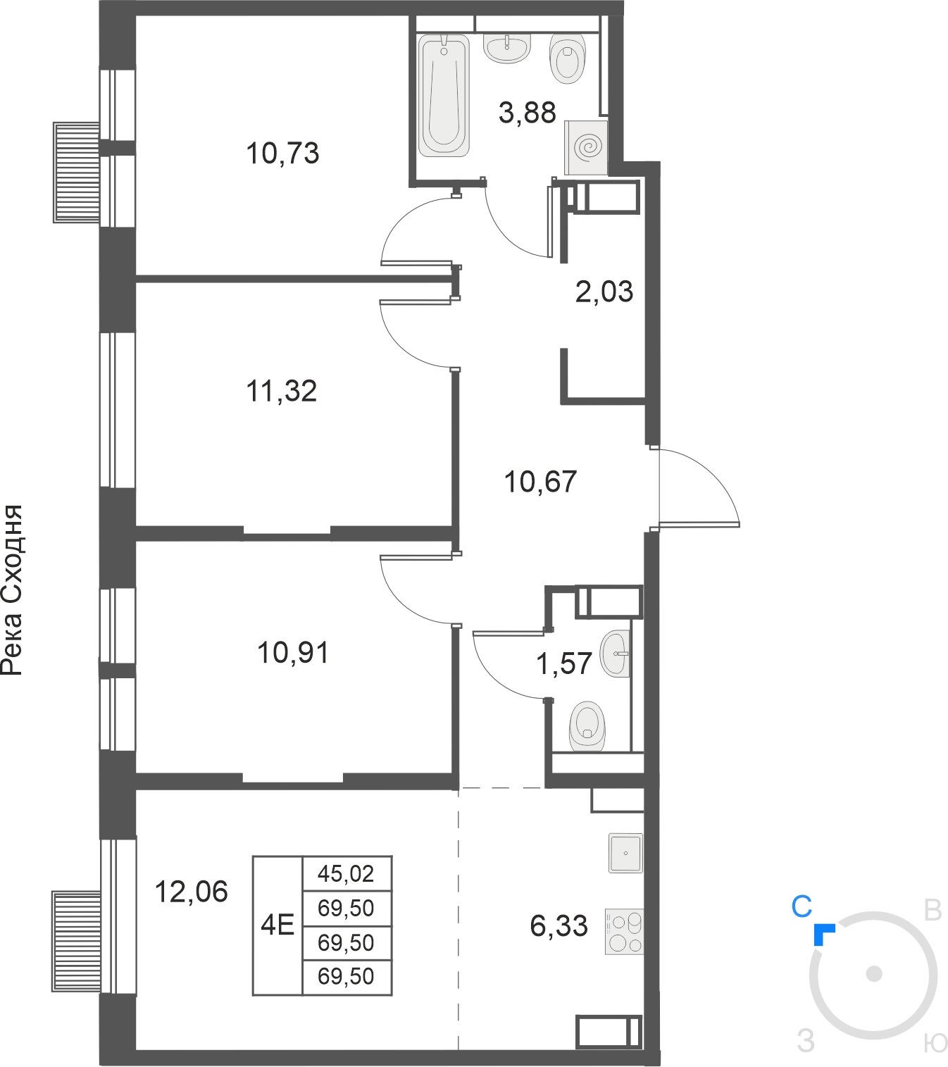 4-комнатная квартира с отделкой в ЖК Большое Путилково на 11 этаже в 2 секции. Сдача в 3 кв. 2026 г.