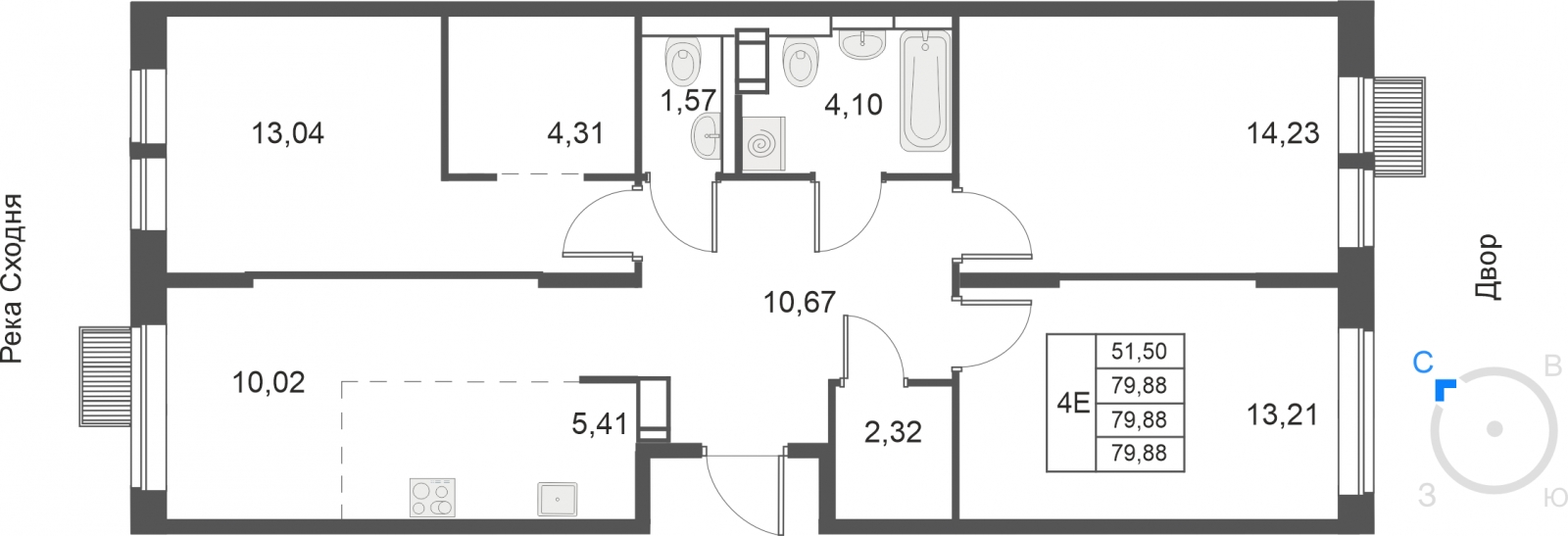 3-комнатная квартира в ЖК Дом у Каретного на 8 этаже в 5 секции. Сдача в 2 кв. 2020 г.