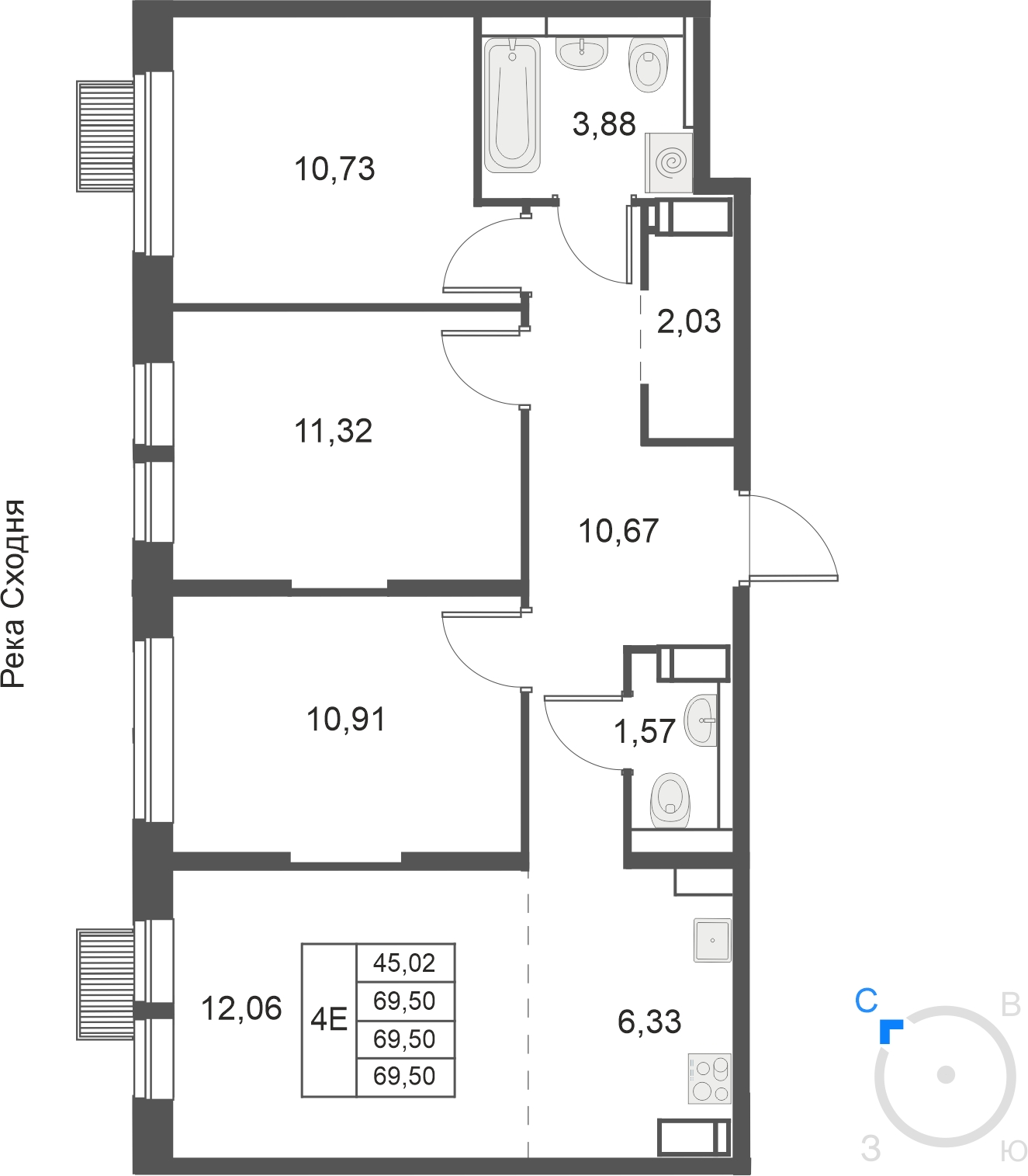 2-комнатная квартира с отделкой в ЖК Мякинино парк на 23 этаже в 1 секции. Сдача в 3 кв. 2021 г.