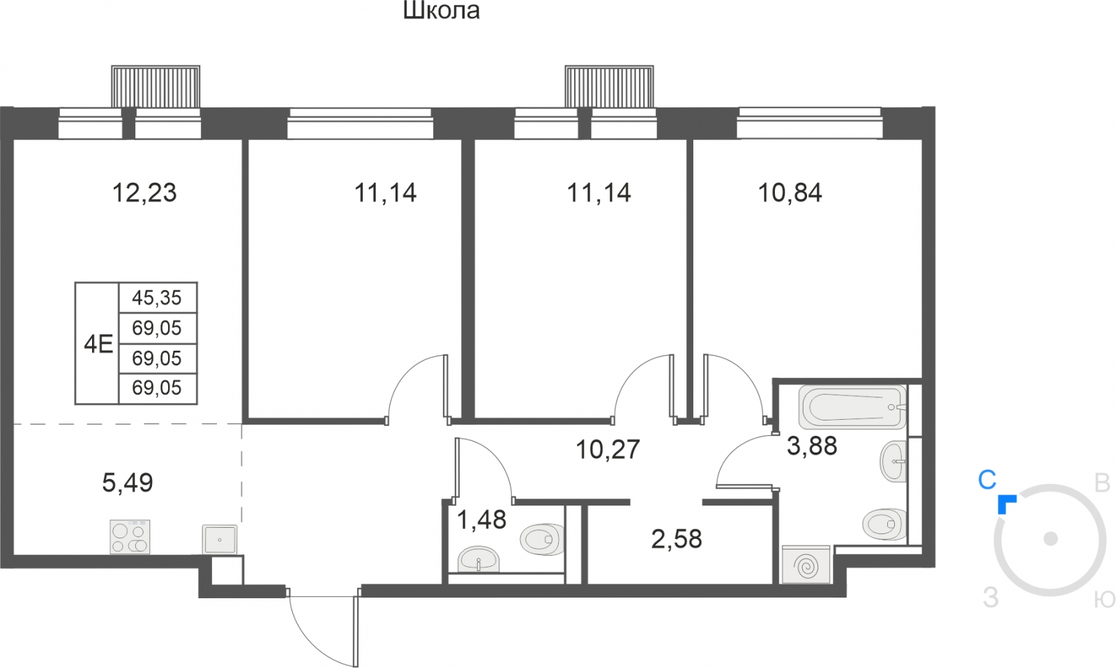 2-комнатная квартира с отделкой в ЖК Михайловский парк на 24 этаже в 2 секции. Сдача в 2 кв. 2024 г.