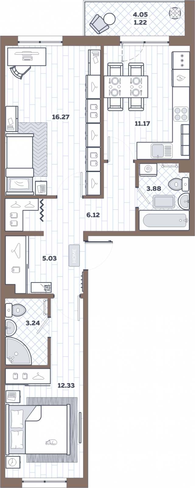 2-комнатная квартира с отделкой в ЖК Большое Путилково на 5 этаже в 7 секции. Сдача в 3 кв. 2026 г.