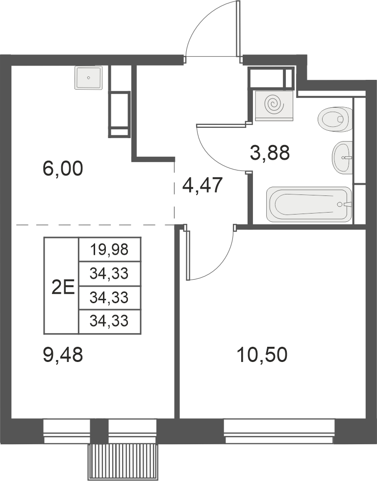 2-комнатная квартира в ЖК Большое Путилково на 10 этаже в 3 секции. Сдача в 4 кв. 2023 г.