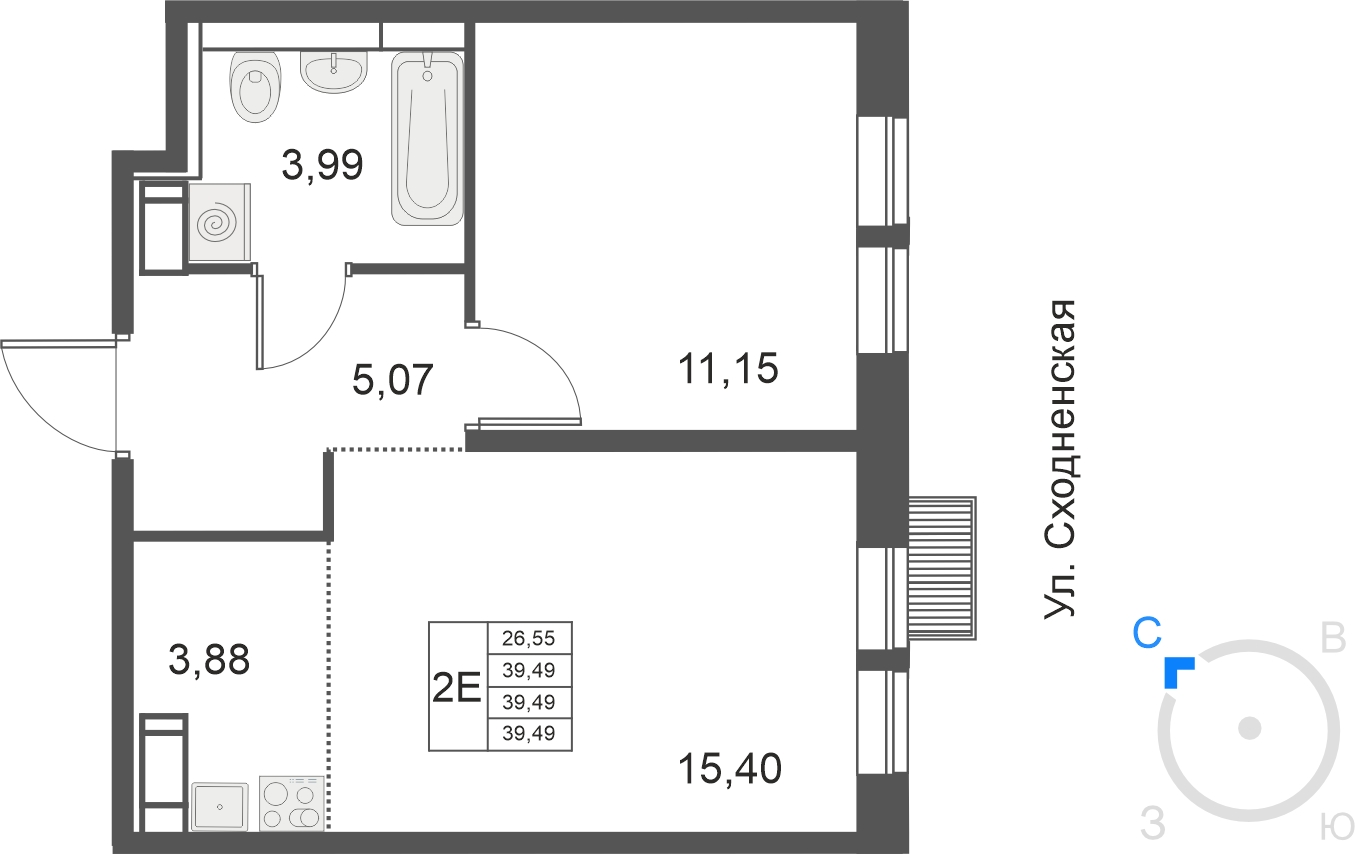 1-комнатная квартира (Студия) с отделкой в ЖК Большое Путилково на 13 этаже в 4 секции. Сдача в 3 кв. 2026 г.