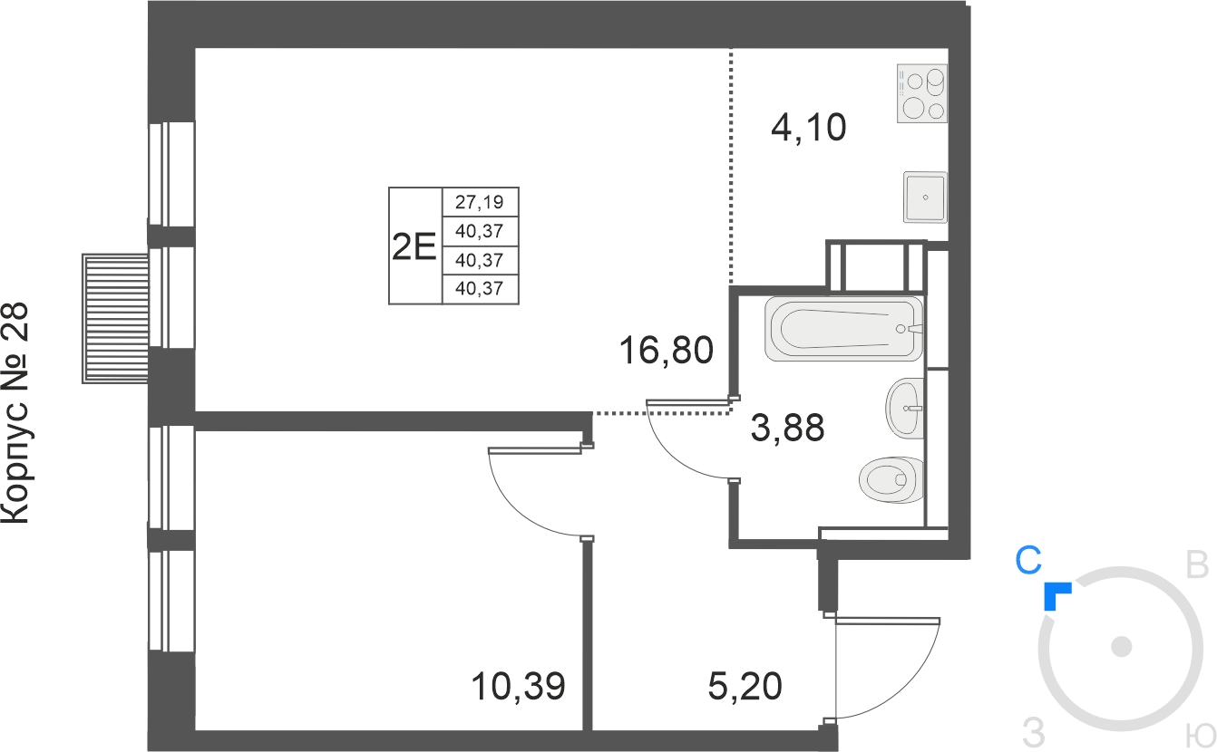 2-комнатная квартира с отделкой в ЖК Мякинино парк на 4 этаже в 3 секции. Сдача в 3 кв. 2021 г.