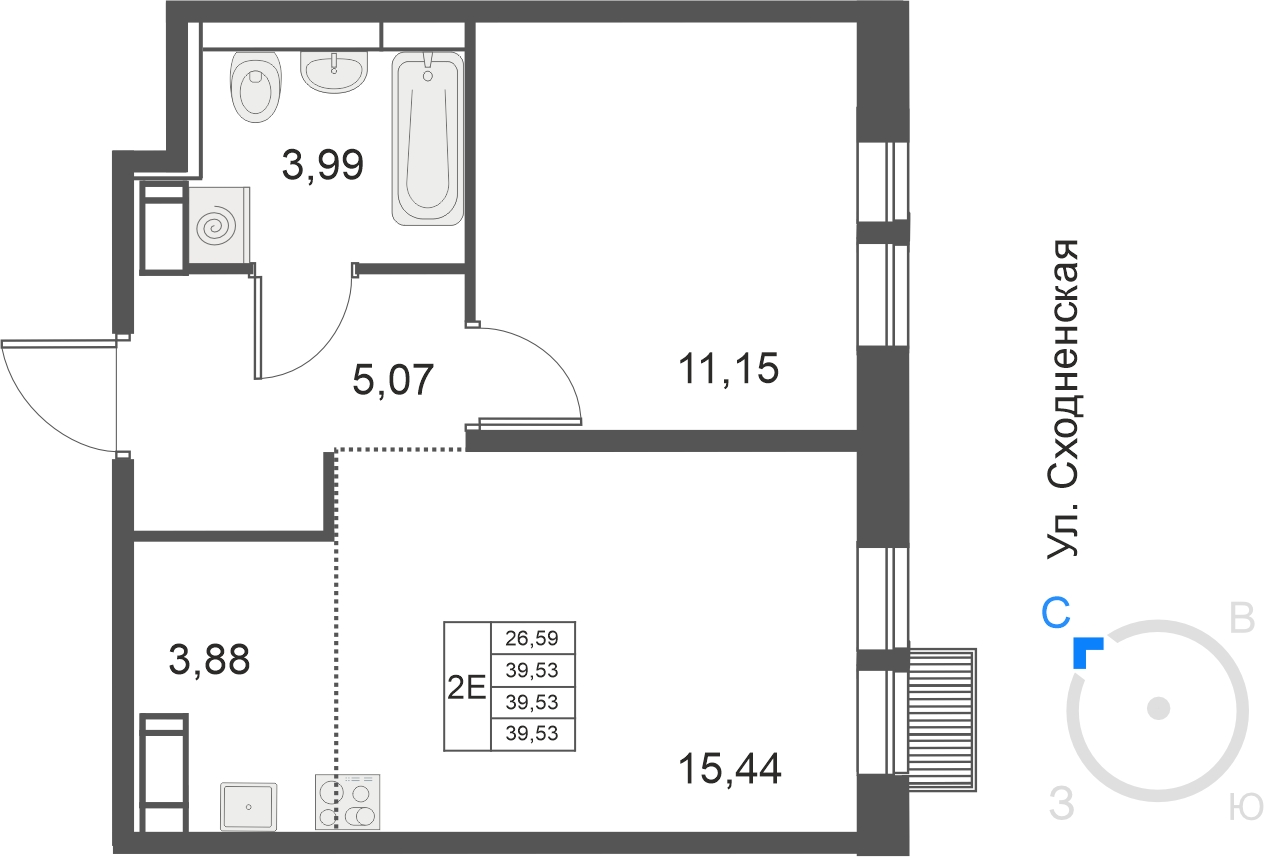 2-комнатная квартира с отделкой в ЖК Мякинино парк на 3 этаже в 4 секции. Сдача в 3 кв. 2021 г.