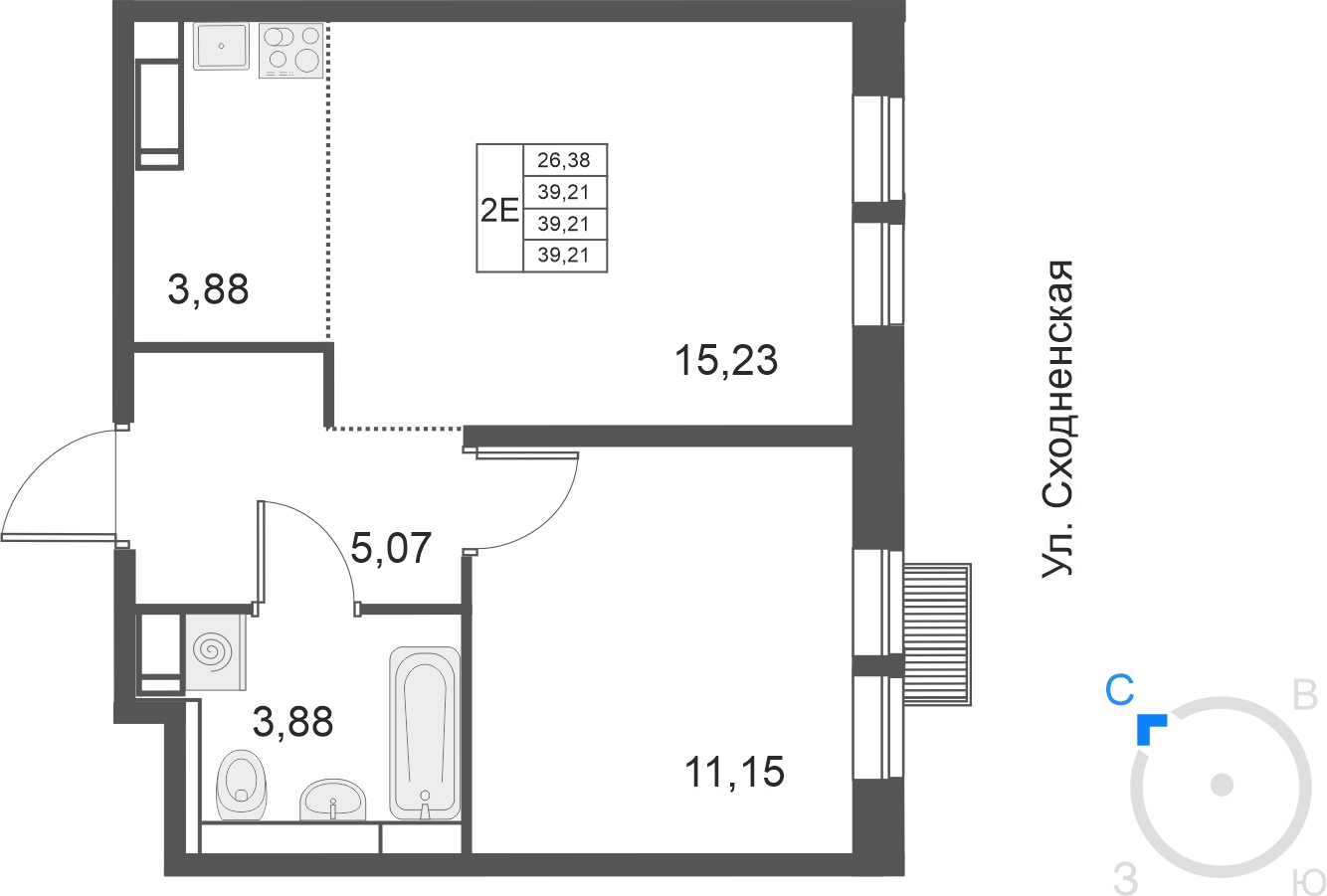2-комнатная квартира с отделкой в ЖК Большое Путилково на 8 этаже в 5 секции. Сдача в 3 кв. 2026 г.
