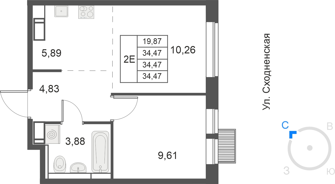 1-комнатная квартира (Студия) с отделкой в ЖК Михайловский парк на 26 этаже в 2 секции. Сдача в 2 кв. 2024 г.