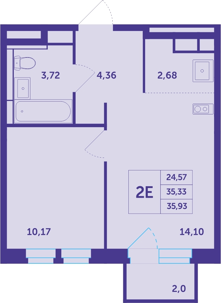 1-комнатная квартира с отделкой в ЖК Жулебино парк на 13 этаже в 1 секции. Сдача в 1 кв. 2024 г.