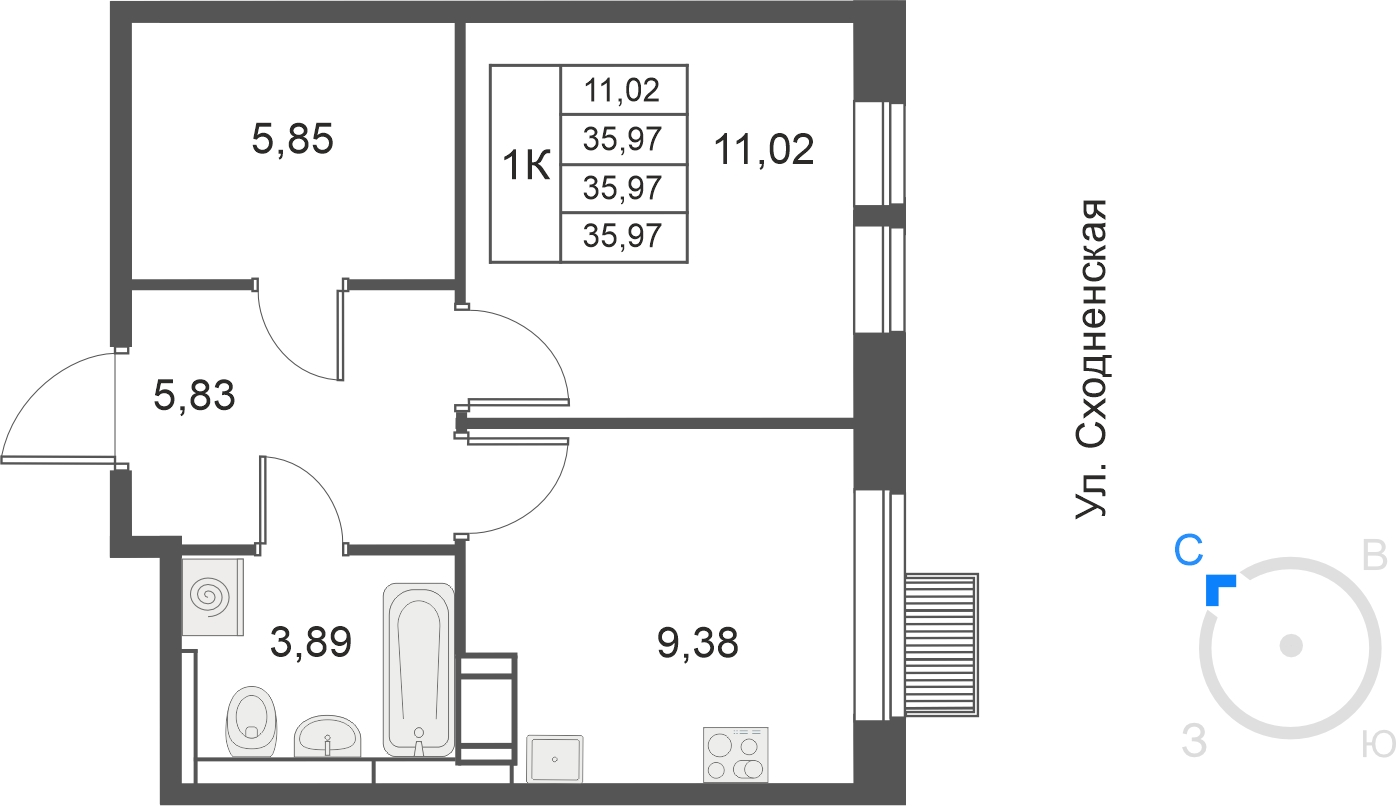 1-комнатная квартира с отделкой в ЖК Жулебино парк на 25 этаже в 1 секции. Сдача в 1 кв. 2024 г.