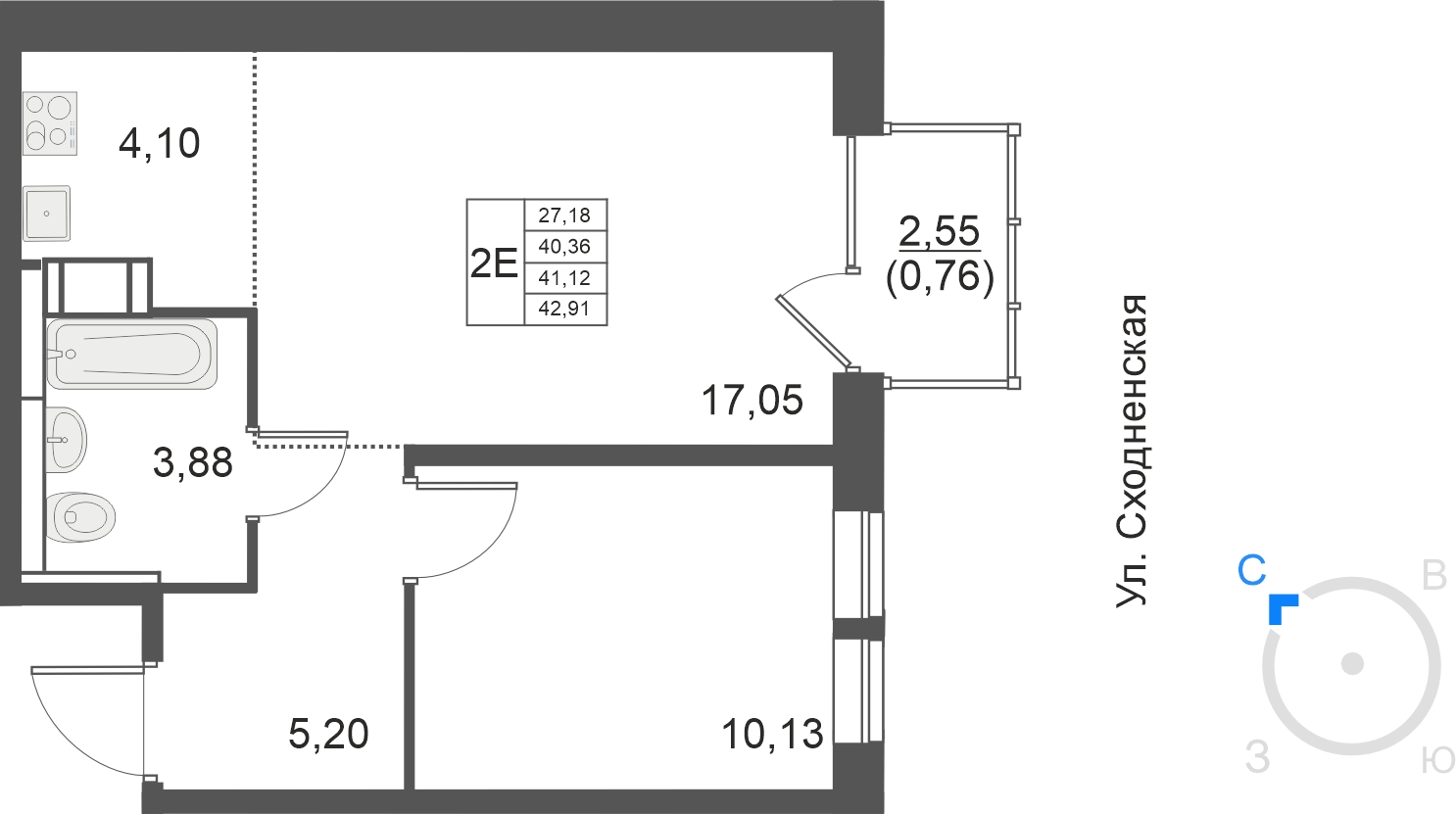 1-комнатная квартира (Студия) с отделкой в ЖК Белая Дача парк на 13 этаже в 3 секции. Сдача в 4 кв. 2021 г.