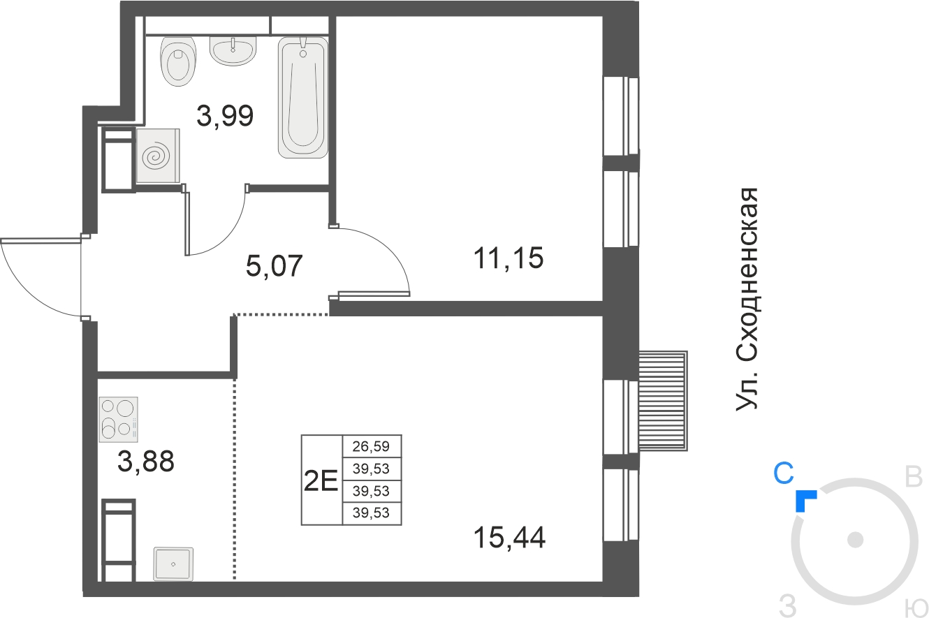 1-комнатная квартира с отделкой в ЖК Большое Путилково на 13 этаже в 5 секции. Сдача в 3 кв. 2026 г.
