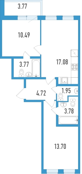 3-комнатная квартира с отделкой в ЖК Большое Путилково на 2 этаже в 3 секции. Сдача в 3 кв. 2026 г.