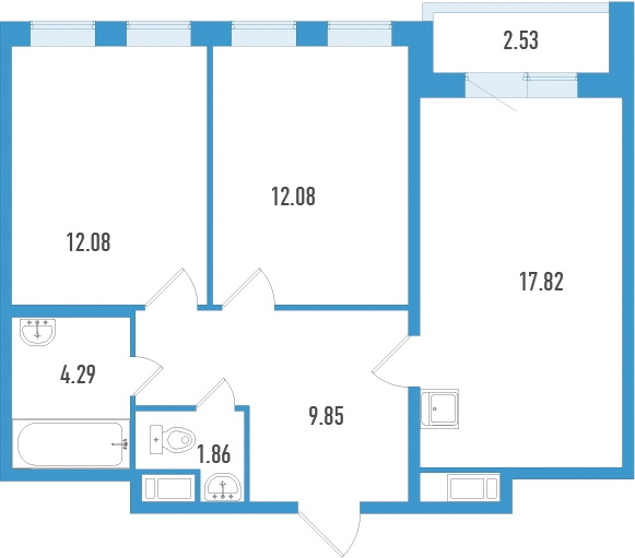 2-комнатная квартира с отделкой в ЖК Большое Путилково на 15 этаже в 2 секции. Сдача в 1 кв. 2024 г.