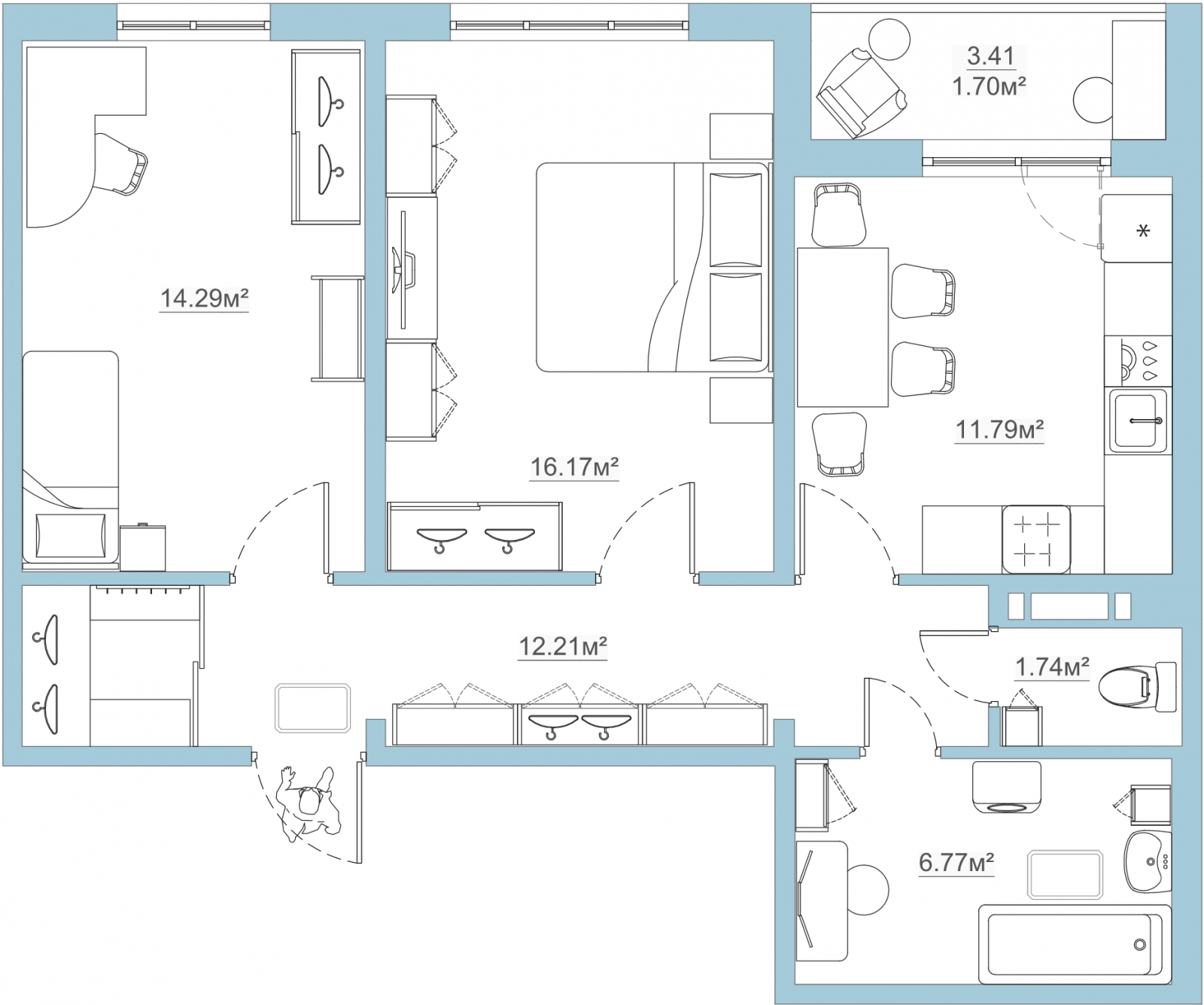 2-комнатная квартира с отделкой в ЖК Мякинино парк на 17 этаже в 1 секции. Сдача в 3 кв. 2021 г.