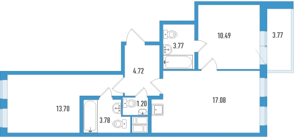 2-комнатная квартира в ЖК Большое Путилково на 9 этаже в 3 секции. Сдача в 4 кв. 2023 г.