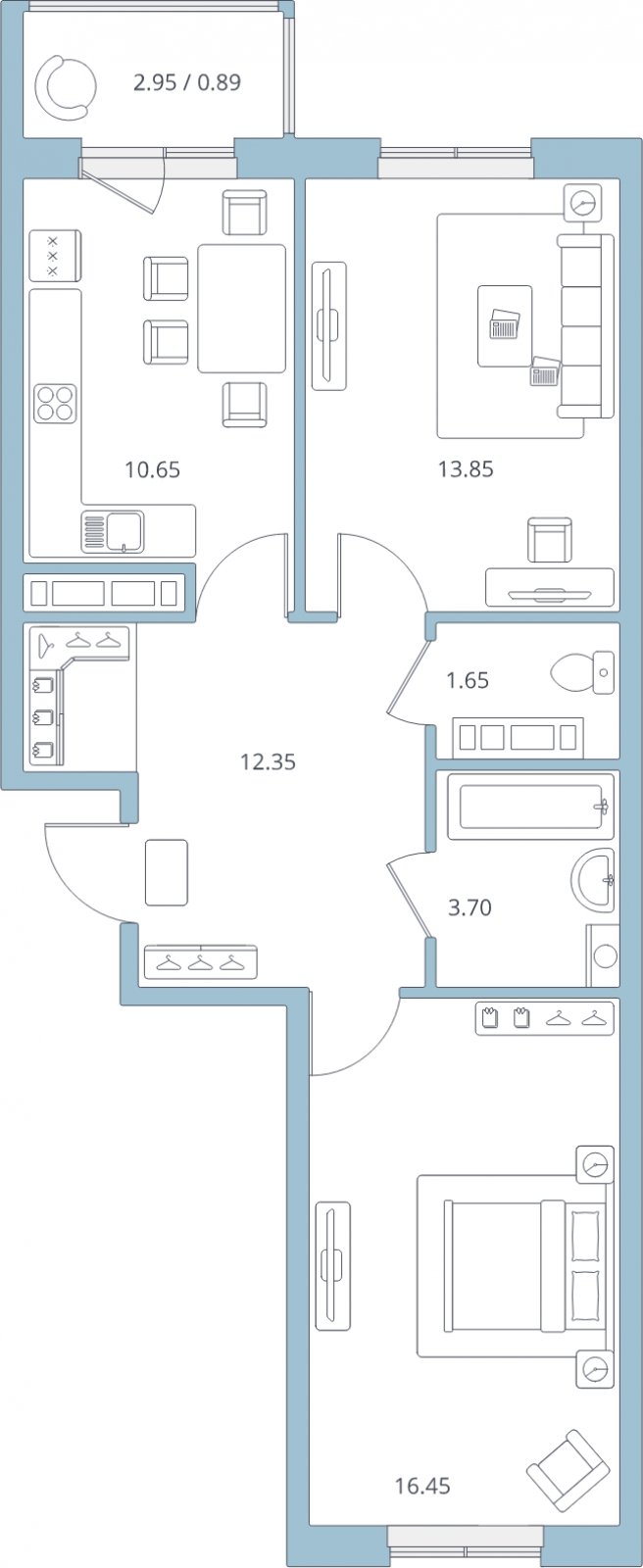2-комнатная квартира в ЖК Большое Путилково на 4 этаже в 1 секции. Сдача в 4 кв. 2023 г.