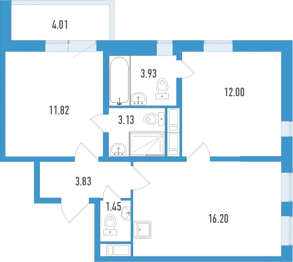 2-комнатная квартира с отделкой в ЖК Мякинино парк на 3 этаже в 4 секции. Сдача в 4 кв. 2021 г.