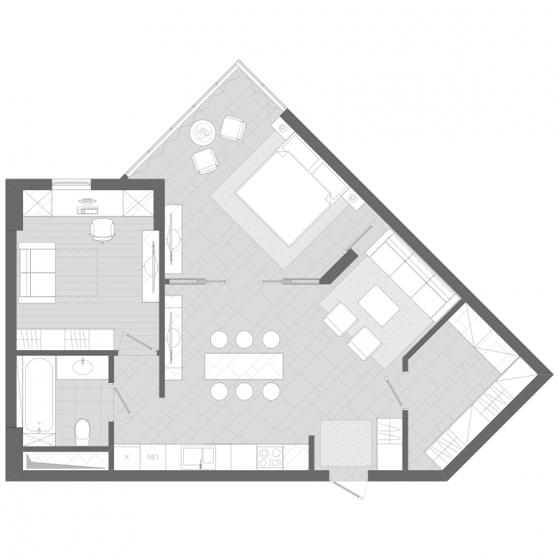 3-комнатная квартира в ЖК Жилой микрорайон Одинбург на 12 этаже в 3 секции. Сдача в 2 кв. 2025 г.