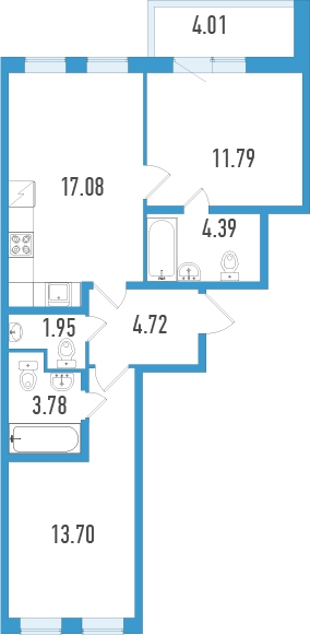 2-комнатная квартира с отделкой в ЖК Мякинино парк на 17 этаже в 1 секции. Сдача в 3 кв. 2021 г.