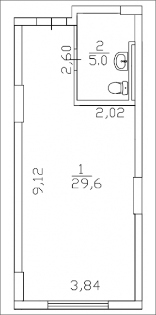 1-комнатная квартира (Студия) в ЖК Жилой микрорайон Одинбург на 13 этаже в 3 секции. Сдача в 2 кв. 2025 г.
