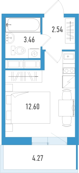 1-комнатная квартира с отделкой в ЖК Большое Путилково на 19 этаже в 2 секции. Сдача в 2 кв. 2026 г.