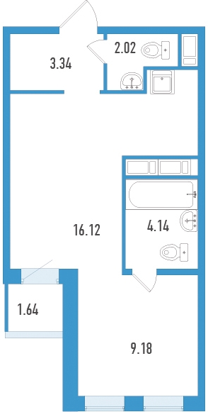 2-комнатная квартира в ЖК Большое Путилково на 5 этаже в 2 секции. Сдача в 4 кв. 2023 г.