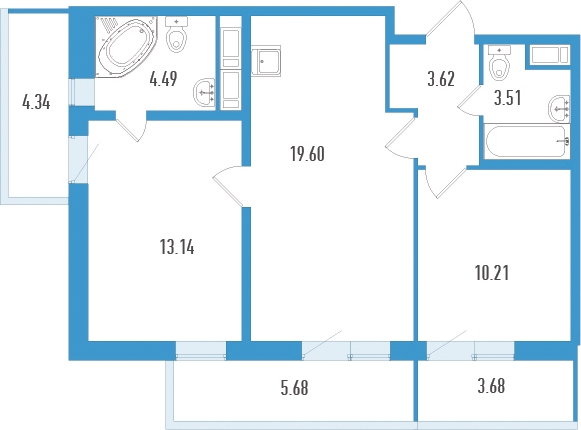 2-комнатная квартира с отделкой в ЖК Большое Путилково на 16 этаже в 5 секции. Сдача в 3 кв. 2026 г.