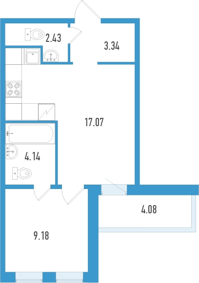 2-комнатная квартира с отделкой в ЖК AEROCITY CLUB на 9 этаже в б секции. Сдача в 4 кв. 2021 г.