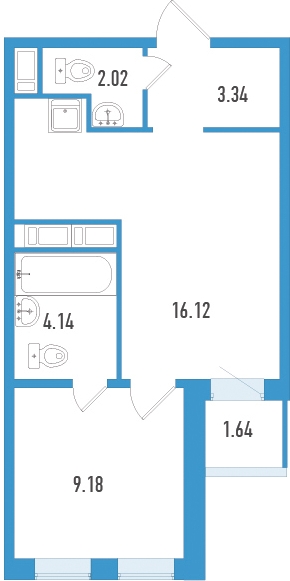 1-комнатная квартира с отделкой в ЖК Большое Путилково на 14 этаже в 1 секции. Сдача в 3 кв. 2026 г.