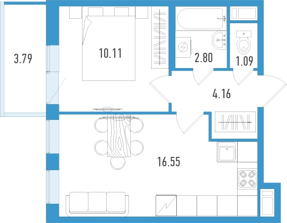 2-комнатная квартира в ЖК Большое Путилково на 5 этаже в 1 секции. Сдача в 4 кв. 2023 г.