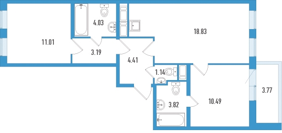 2-комнатная квартира с отделкой в ЖК AEROCITY CLUB на 4 этаже в а секции. Сдача в 4 кв. 2021 г.