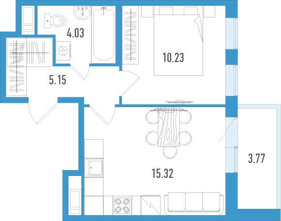 2-комнатная квартира в ЖК Дом у Каретного на 3 этаже в 4 секции. Сдача в 2 кв. 2020 г.