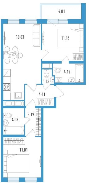 1-комнатная квартира с отделкой в ЖК AEROCITY CLUB на 7 этаже в е секции. Сдача в 4 кв. 2021 г.