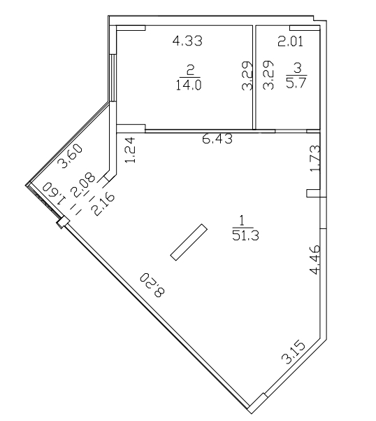 1-комнатная квартира в ЖК Жилой микрорайон Одинбург на 2 этаже в 4 секции. Сдача в 2 кв. 2025 г.