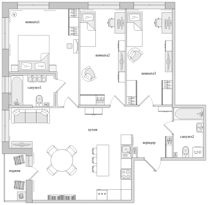 3-комнатная квартира с отделкой в ЖК Черная Речка на 13 этаже в 5 секции. Сдача в 4 кв. 2023 г.