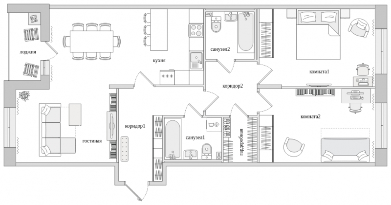 2-комнатная квартира с отделкой в ЖК AEROCITY CLUB на 3 этаже в е секции. Сдача в 4 кв. 2021 г.
