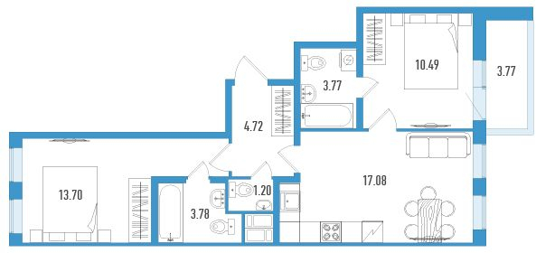 1-комнатная квартира в ЖК Большое Путилково на 11 этаже в 1 секции. Сдача в 4 кв. 2023 г.