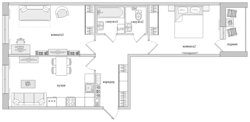 2-комнатная квартира с отделкой в ЖК Новое Горелово на 6 этаже в 1 секции. Дом сдан.