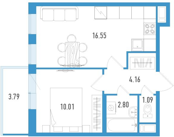 1-комнатная квартира (Студия) с отделкой в ЖК AEROCITY CLUB на 5 этаже в з секции. Сдача в 4 кв. 2021 г.