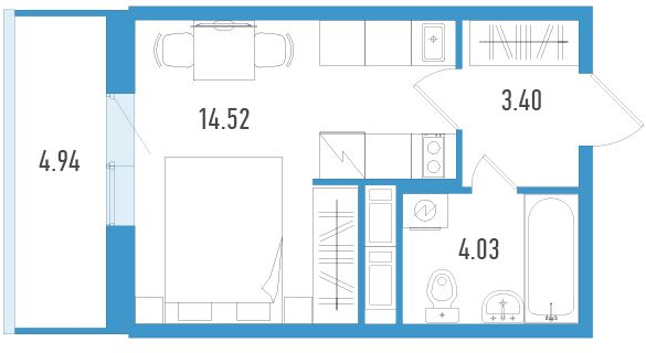 1-комнатная квартира (Студия) с отделкой в ЖК AEROCITY CLUB на 6 этаже в е секции. Сдача в 4 кв. 2021 г.