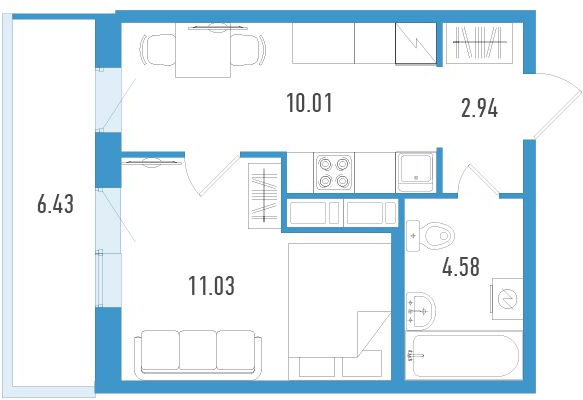1-комнатная квартира с отделкой в ЖК Большое Путилково на 3 этаже в 6 секции. Сдача в 3 кв. 2026 г.