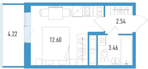 1-комнатная квартира с отделкой в ЖК AEROCITY CLUB на 11 этаже в и секции. Сдача в 4 кв. 2021 г.