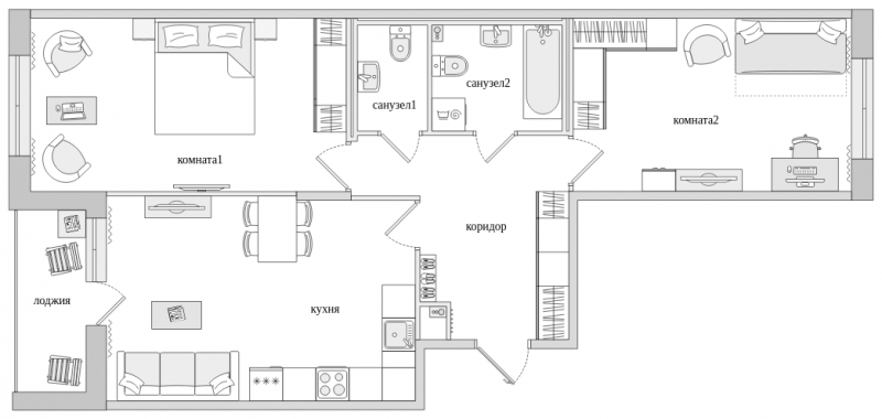 2-комнатная квартира с отделкой в ЖК Большое Путилково на 4 этаже в 1 секции. Сдача в 2 кв. 2026 г.
