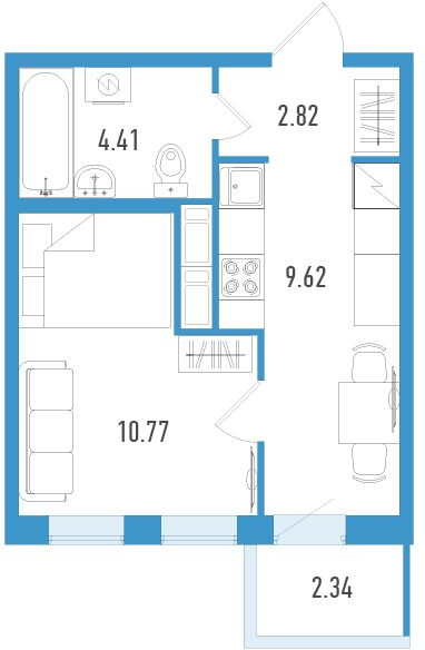 1-комнатная квартира (Студия) с отделкой в ЖК Большое Путилково на 5 этаже в 1 секции. Сдача в 2 кв. 2026 г.