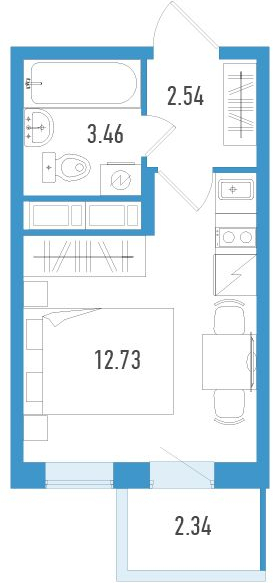 1-комнатная квартира с отделкой в ЖК AEROCITY CLUB на 5 этаже в и секции. Сдача в 4 кв. 2021 г.