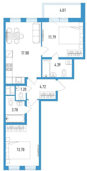2-комнатная квартира с отделкой в ЖК AEROCITY CLUB на 12 этаже в з секции. Сдача в 4 кв. 2021 г.