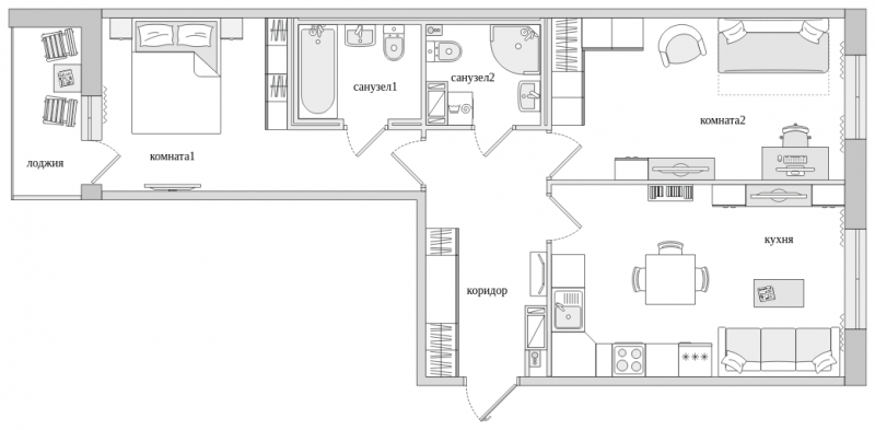 4-комнатная квартира с отделкой в ЖК Черная Речка на 4 этаже в 7 секции. Сдача в 2 кв. 2022 г.