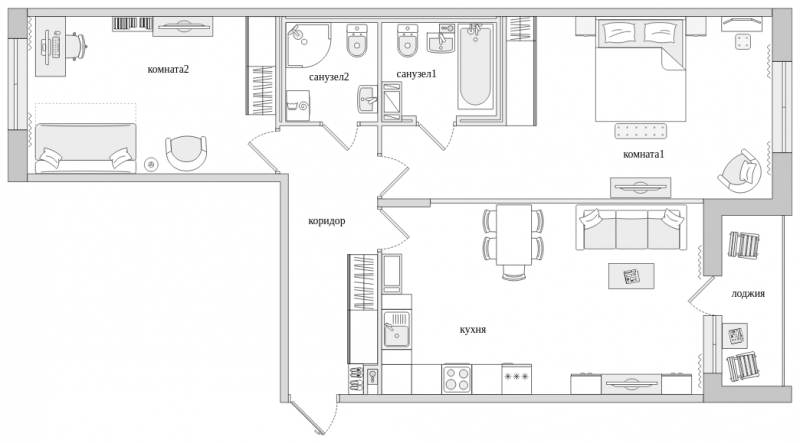 3-комнатная квартира с отделкой в ЖК Черная Речка на 9 этаже в 1 секции. Сдача в 2 кв. 2022 г.
