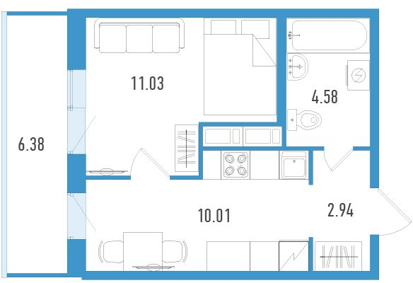 2-комнатная квартира с отделкой в ЖК Люберцы на 11 этаже в 4 секции. Сдача в 3 кв. 2023 г.