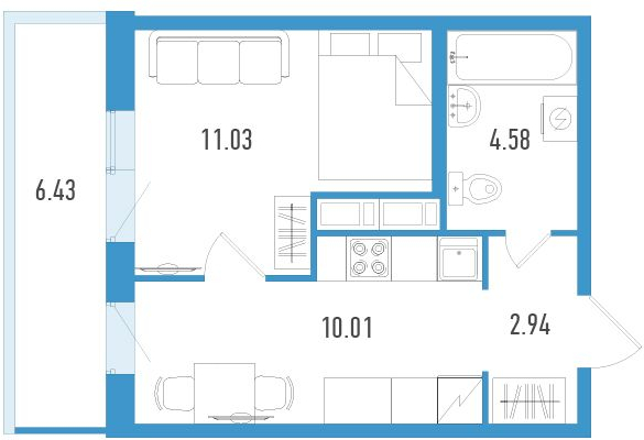 2-комнатная квартира с отделкой в ЖК Люберцы на 4 этаже в 19 секции. Сдача в 3 кв. 2023 г.